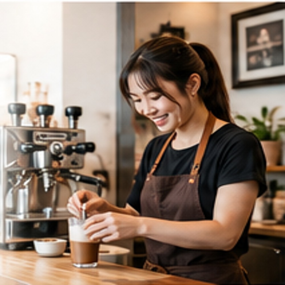 Small business owner in a café
